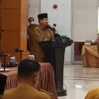 Sekda Kukar, Sunggono saat berpidato dalam acara pertemuan membahas persiapan MTQ ke-43