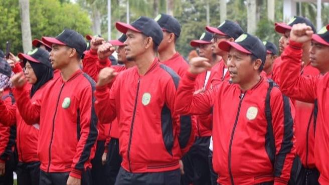 Upacara pelepasan ASN dari Pemkab Kukar untuk berlaga di Pekan Olahraga Provinsi Korpri Kalimantan Timur 2024