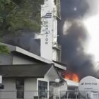 Kebakaran di area Stasiun Pengisian Gas milik PT Samator Kecamatan Samboja Barat (Latif)