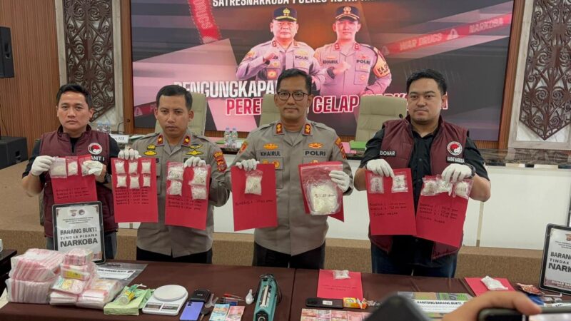 Press Realease pengungkapan peredaran narkotika jaringan antar daerah oleh Polres Kukar (Latif/Eksposisi)