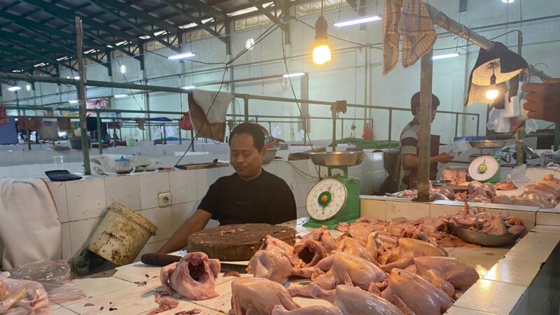 Lapak pedagang ayam di Pasar Mangkurawang (Latif/Eksposisi)