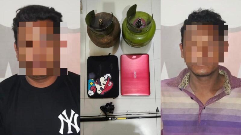 Dua tersangka pembobol rumah dan penadah beserta barang bukti diamankan polisi (Istimewa)