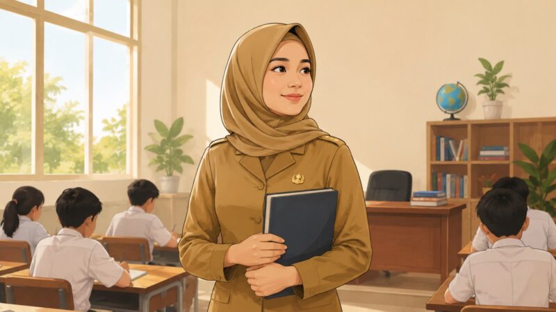 Ilustrasi guru sedang mengajar (AI)
