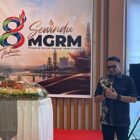 Bupati Kutai Kartanegara Aulia Rahman Basri memberi sambutan di acara syukuran Hari Ulang Tahun ke-8 PT Mahakam Gerbang Raja Migas (Latif/Eksposisi)